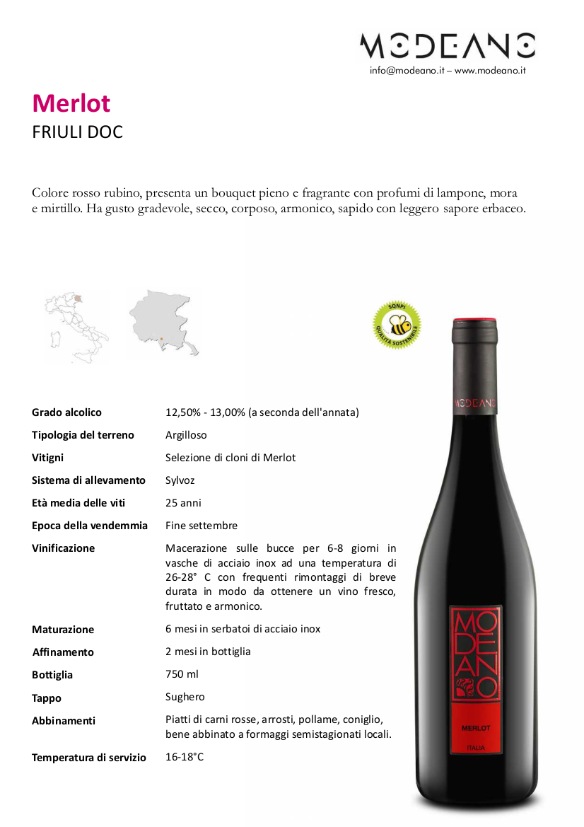 Merlot Doc Friuli Ca Modeano 750 ml