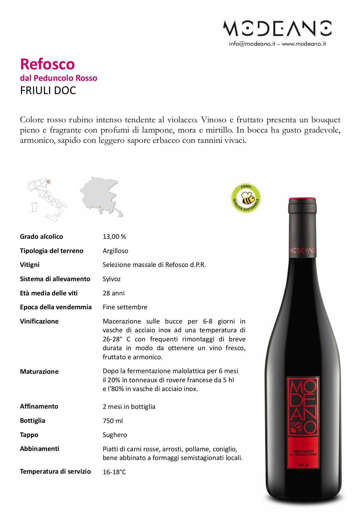 Refosco dal Peduncolo Rosso DOC Friuli 750 ml